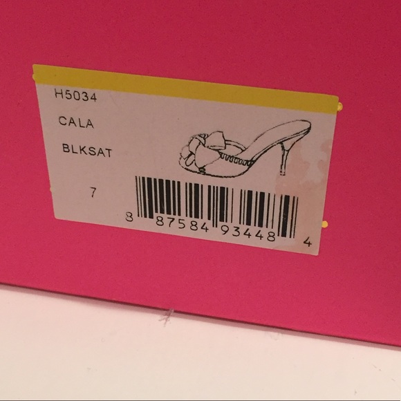 Sexy Betsey Johnson black satin bow stiletto heels - Picture 8 of 10